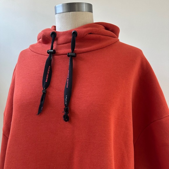 Scotch & Soda Orange Pullover Hoodie Short Sleeve Tunic Sweatshirt medium - Picture 5 of 11